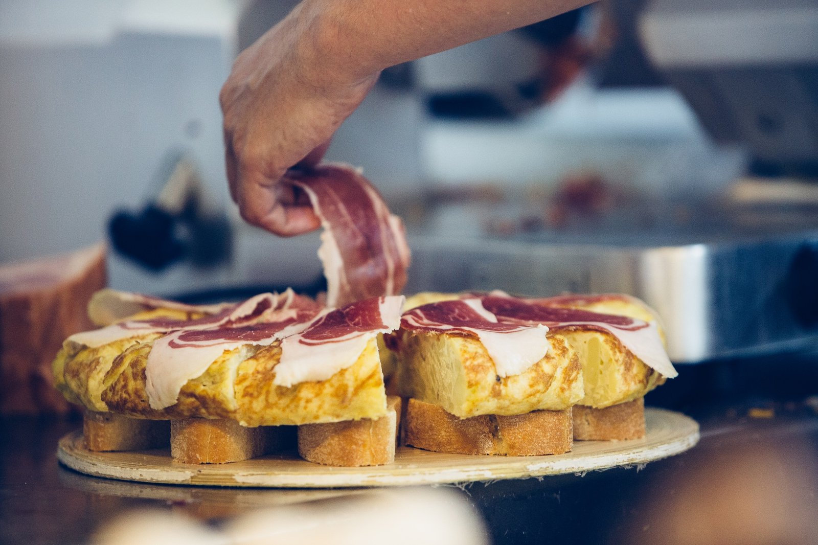 Spanish omelette with ham tapas